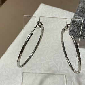 Gunmetal Diamond Cut  Hoop Earrings